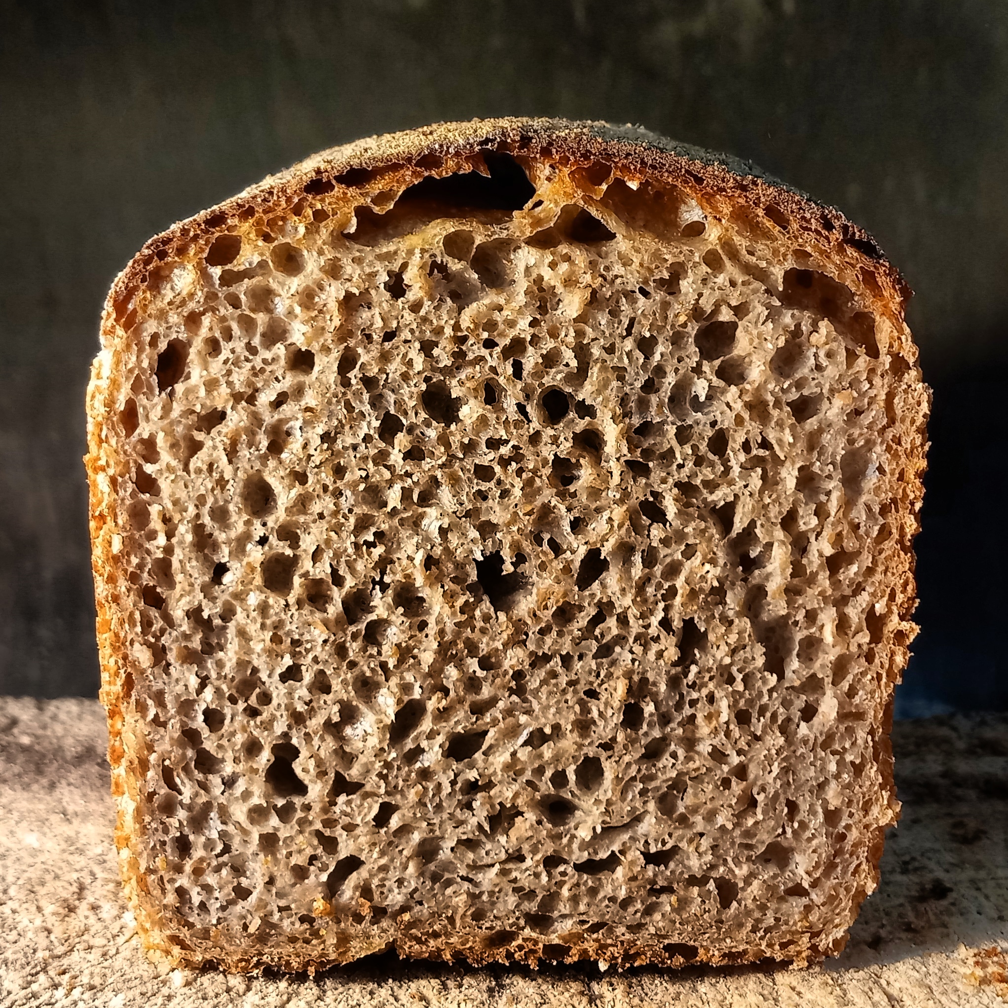 Whole wheat Sourdough loaf with lovely crumb